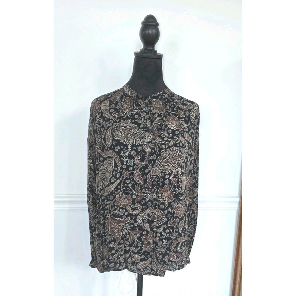 H&M Women's Long Sleeve Shirt, Size M (8), Soft Comfort, Floral Print, Casual